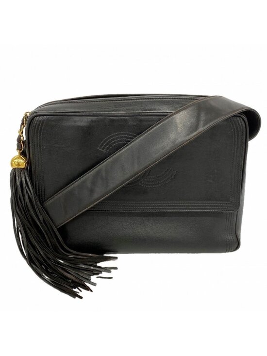 Chanel Handbags - Chanel Shoulder Bag Lambskin Black Gold